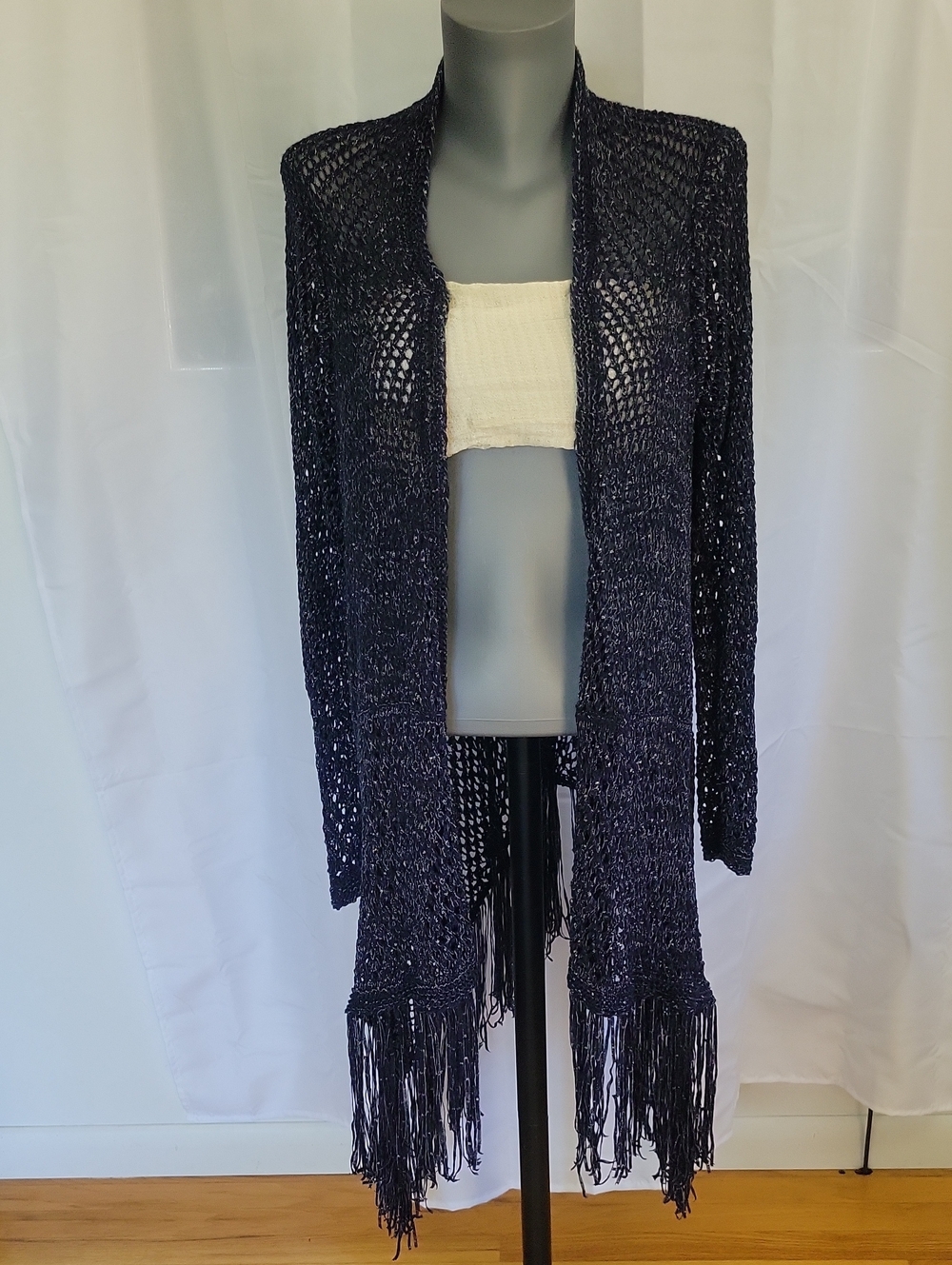 Chico's Crochet Cardigan Large Blue